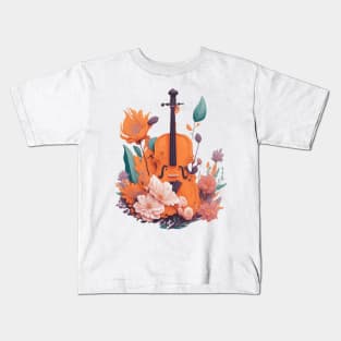 Violin and Flowers Kids T-Shirt